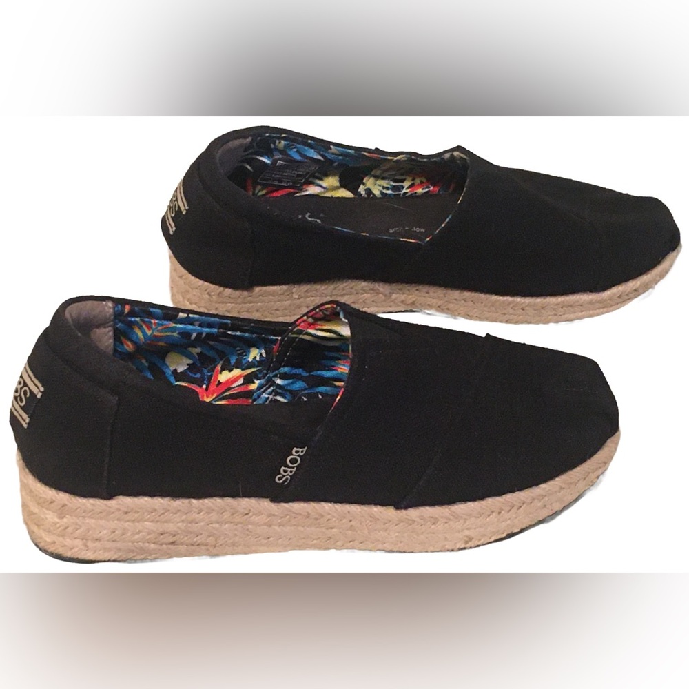 BOBS wedge canvas Skechers Black 7 - Picture 4 of 10